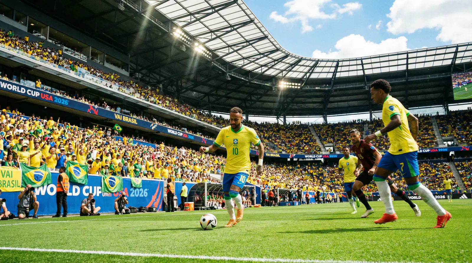 Brasils landslag med Vinicius Jr. i front foran VM 2026