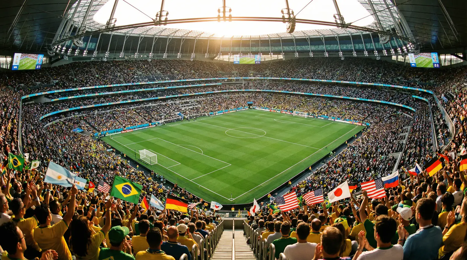 Fotballstadion i USA klar for VM 2026 med fulle tribuner og grønn gressmatte